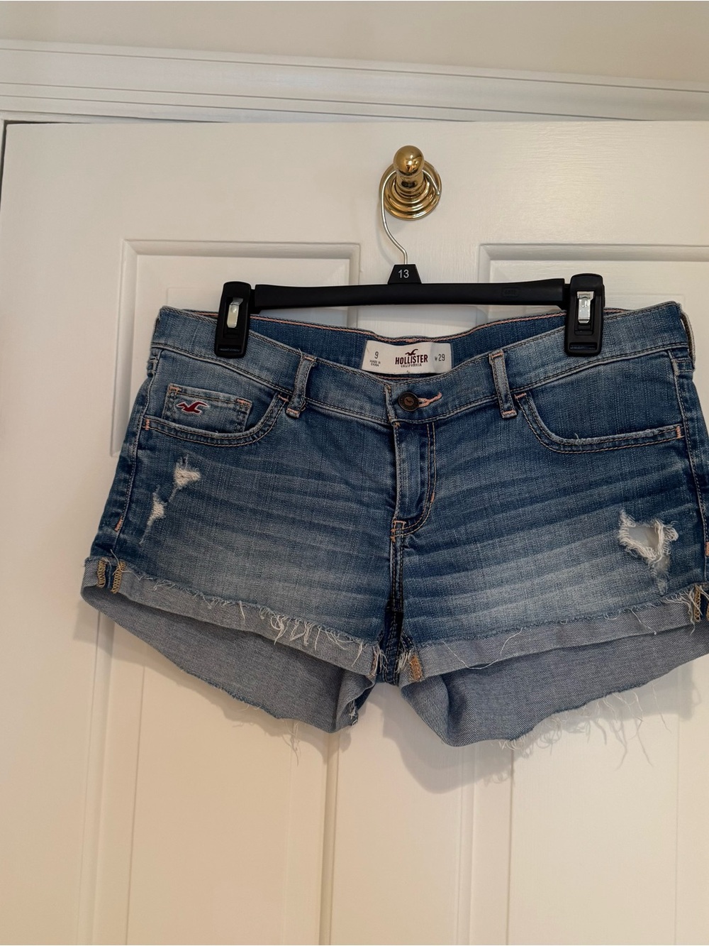 Vintage Hollister Low Rise Distressed Mid-Blue Denim Cutoff Shorts